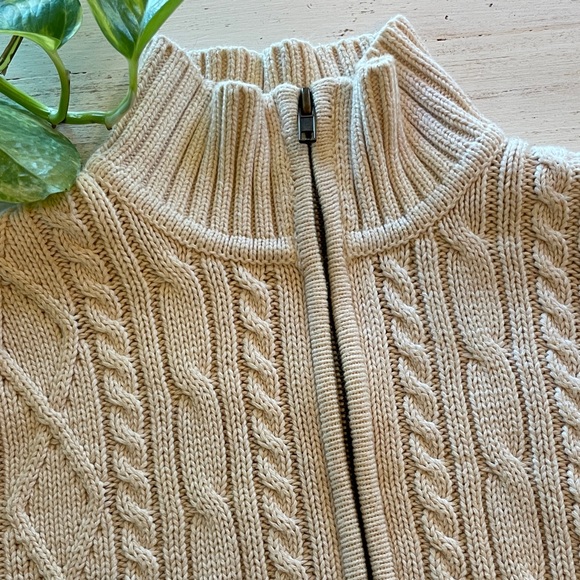 COTTON Women's Cream Cable Knit Turtleneck Sweater - Picture 3 of 6